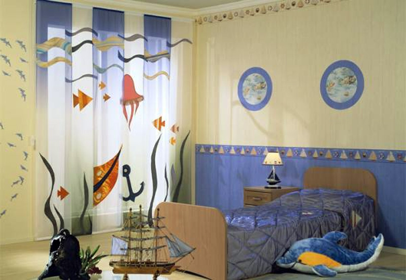 детская комната для мальчика шторы морской стиль